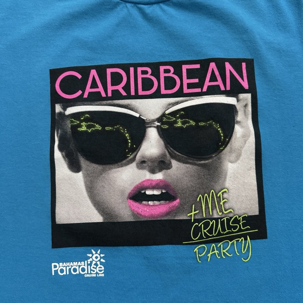 Women's Caribbean Bahamas paradise Blue Large cruise T-shirt Vacation Summer Tee - Picture 3 of 9
